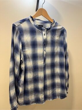 Talbots Soft Plaid Long-Sleeve Henley Blouse